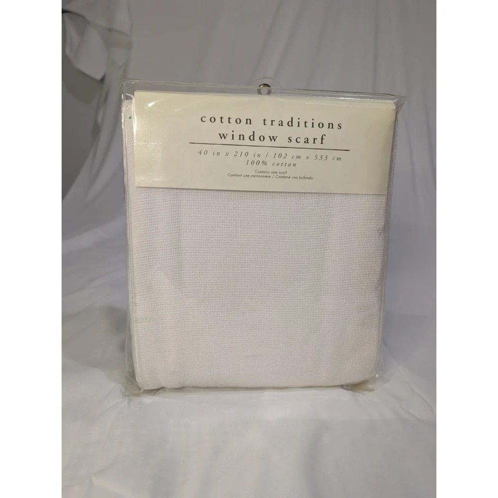 Pier 1‎ Imports Cotton Traditions Window Scarf White 40x210 NWT